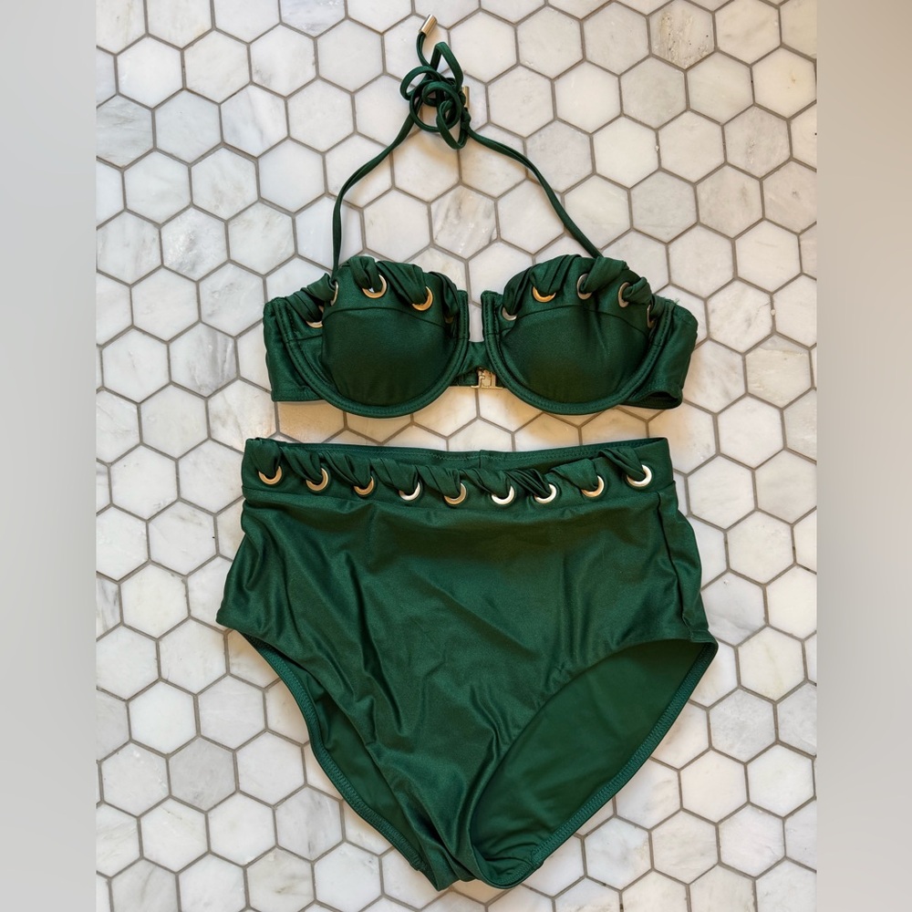 Zimmermann Alight Eyelet Balconette Bikini top & High Waist Bikini bottom